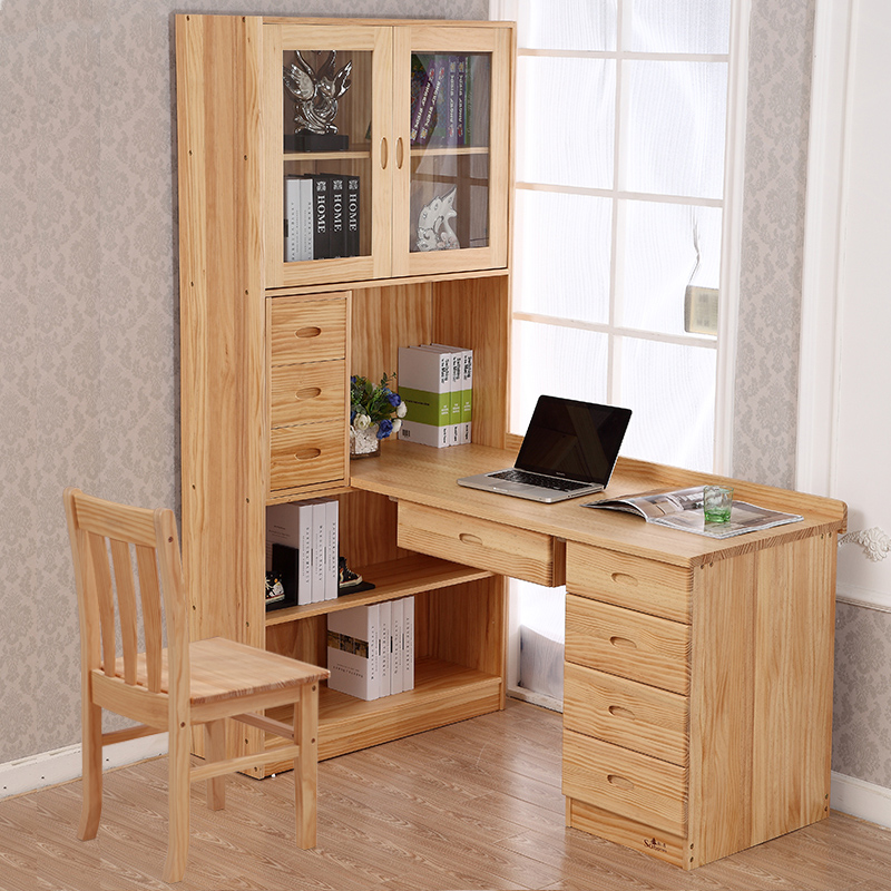 Pure Solid Wood Desk Bookcase Integrated Combination Of Simple