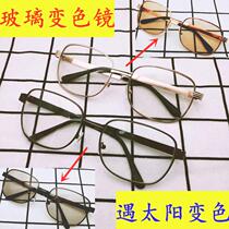 High definition glass lenses Chromatic Mirror Flat mirror Grey Changing Grey tea sunglasses Men and night Dual-purpose light-sensitive colour changing glasses