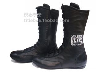 (Ships from the US) Limited REYES Boxing Shoes High Top Leather Men's Boxing Boots Black