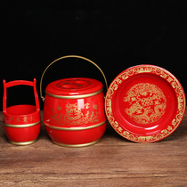 Wedding supplies solid wood three-piece set of wedding newcomer dowry festive plastic ornaments bride dowry childrens barrel