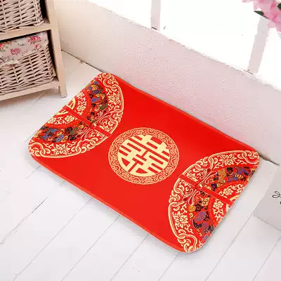 Wedding carpet wedding room entrance door mat floor mat bedroom mat entrance non-slip mat festive red happy character mat