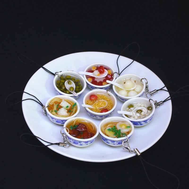 Creative Simulation Food Mobile Phone Chain Pendant Realistic Bowl Noodles Egg Noodles Beef Noodles Lanyard Chinese Wind Jewelry