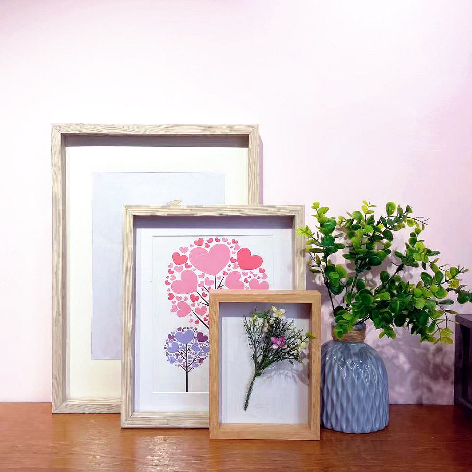 Wooden three-dimensional photo frame set table creative diy photo frame 610A4 inch dried flower frame plant animal specimen set table hanging wall