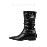Martens, скандинавские короткие сапоги с металлической пряжкой, широкий устойчивый каблук, женский стиль