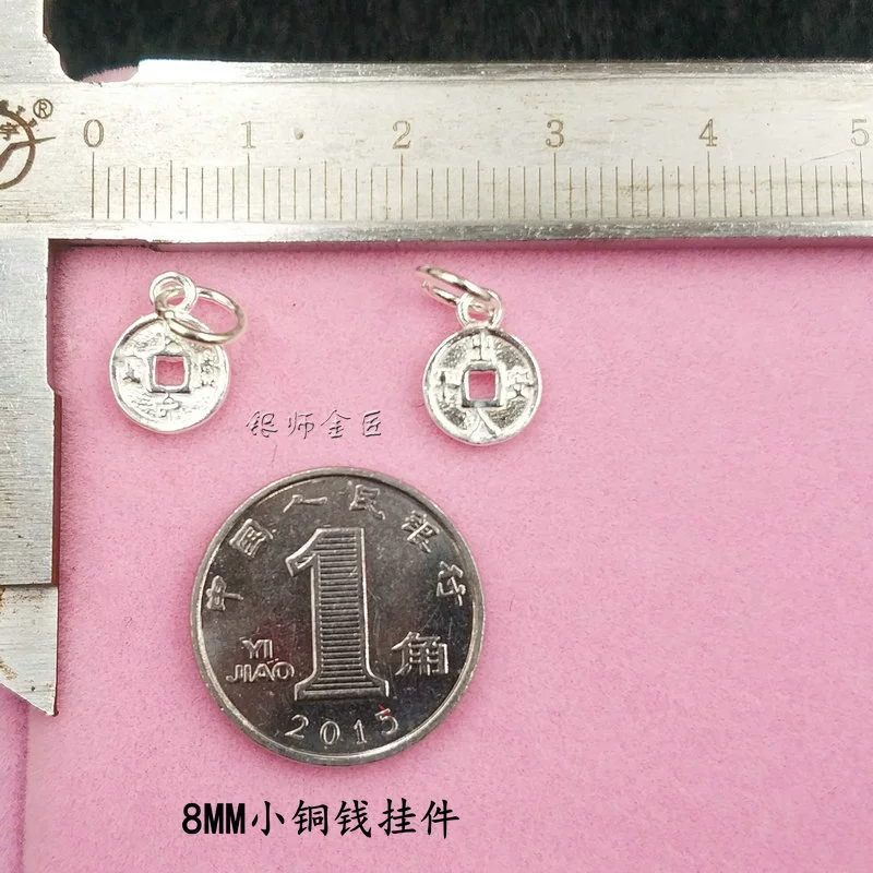 Sterling Silver 990 Phụ kiện bạc nguyên chất Trang sức Tự làm Mặt dây chuyền Chuỗi màu đỏ Vòng đeo tay Vòng chân Mặt dây chuyền nhỏ Hoa sen Phụ kiện khóa nhỏ - Vòng chân