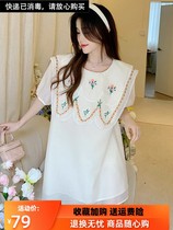 Big Code Fat Mm Design Sensation Doll Collar Dress Skirt Woman 2022 Summer Sweetness Embroidered loose with slim A-word dress