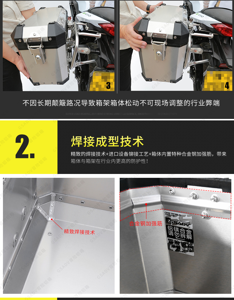 GSADV phiêu lưu Shengshi 310T ADV hợp kim nhôm bên hộp ba hộp thân xe máy hộp đuôi hộp phát hành nhanh bên hộp thùng đựng đồ xe máy honda