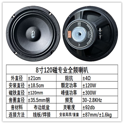 Genuine 8inch Full-Range Bass Speaker with Cloth Edge, Replacement for LAOSHU Home Outdoor Battery Ktv Stage Karaoke Use