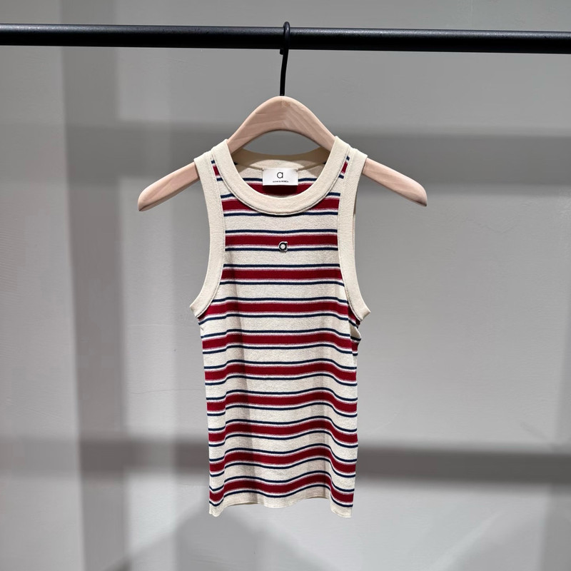 Mo Genuine 2025 Autumn New Striped Knitted Vest Women's Sleeveless Round Neck Pullover Sweater Mbf3Swt044