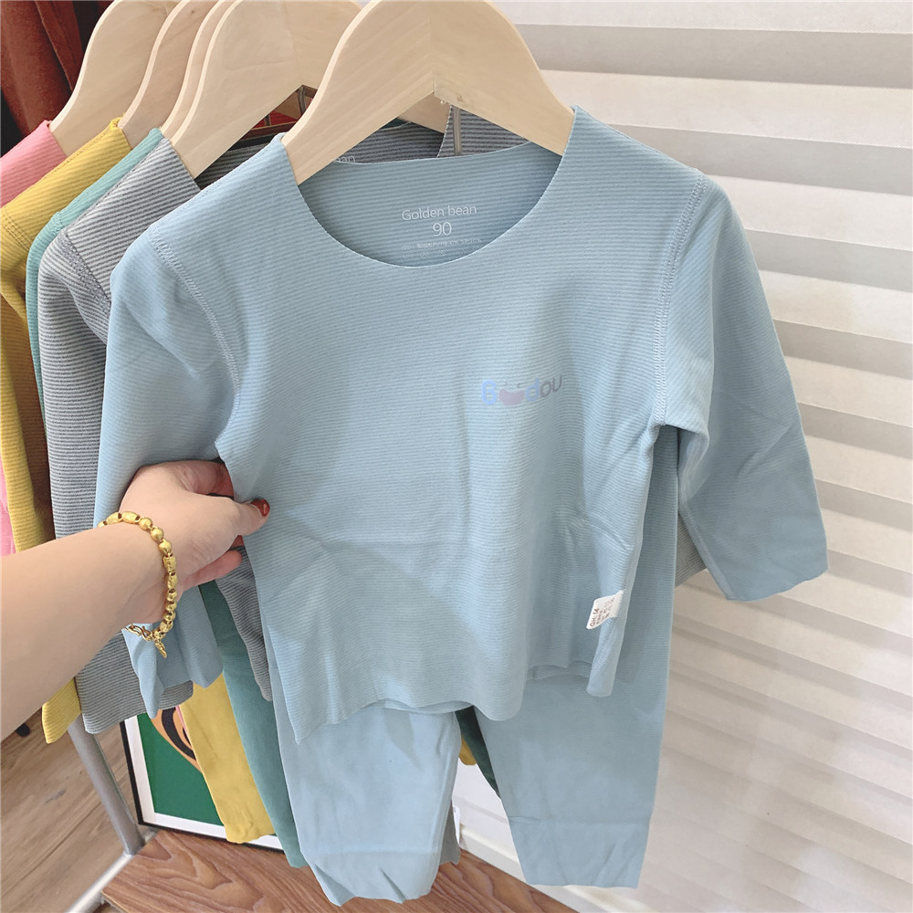 Children's pajamas set spring and autumn cotton baby underwear home service boys and girls long johns two-piece set