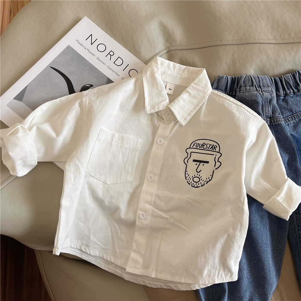 Boy white shirt children spring dress long sleeve shirt Korean version Spring and autumn children's baby handsome blouse 2022 new