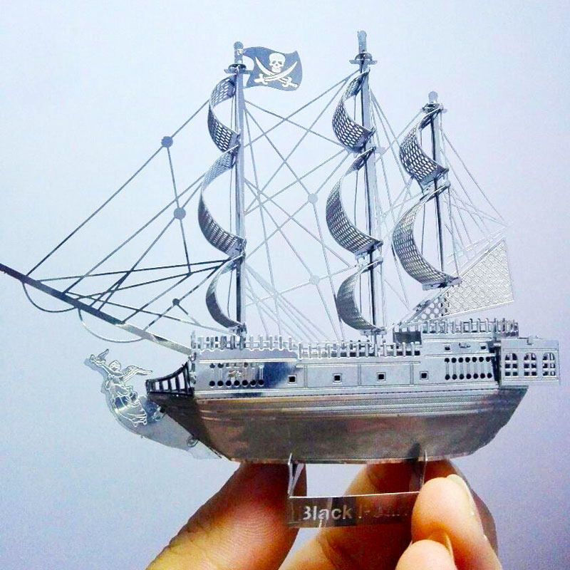 3D Glue Free Solid Metal Assembled Stainless Steel Jigsaw Model Tank Ships Artillery Caribbean Black Pearl Number