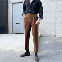 Autumn and winter corduroy pants mens retro large size nine pants guerger stretch fat straight casual pants