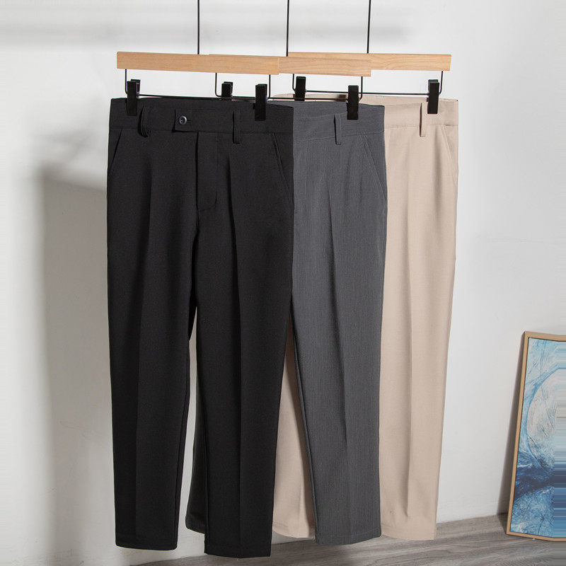 Men's pendant feeling spring and summer chubby size with small feet 90% pants, body elastic and fattening to step up and casual long pants thin
