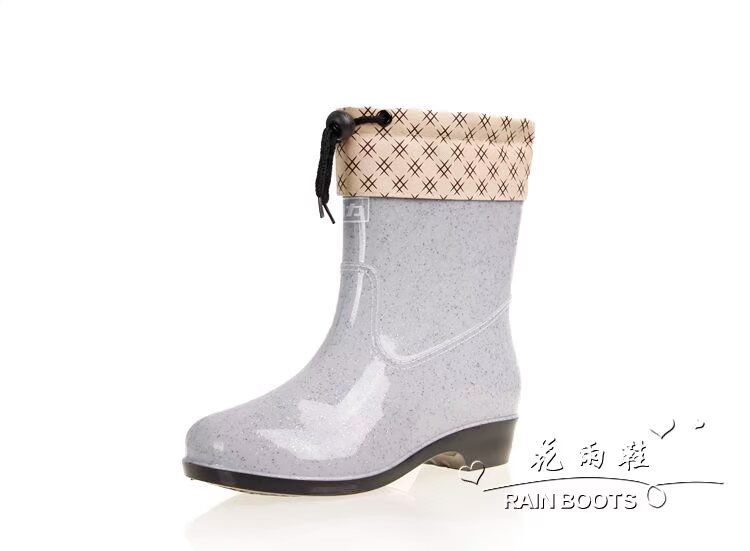 Thời trang trung và ống thấp Giày nữ mưa Hàn Quốc ủng mưa mùa đông cộng với lót nhung cotton có thể tháo rời ấm cao su chống trượt giày đi mưa đẹp