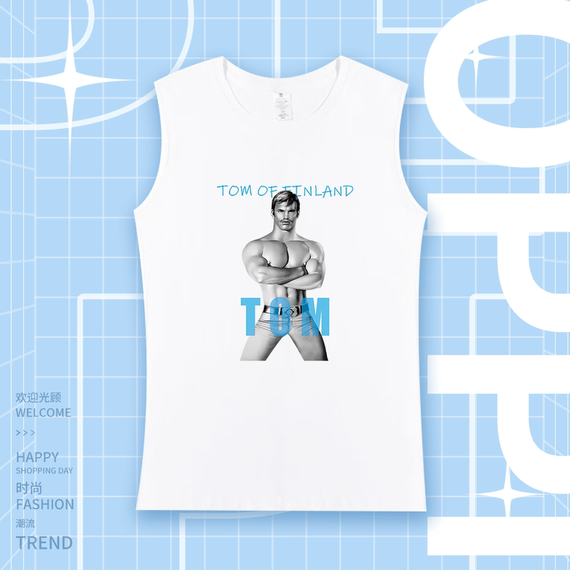 Tom's American Retro Sleeveless T-Shirt with Wide Shoulders from Finland