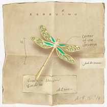 Cosmic SYMBOL Dream Naturalist-Dragonfly ESREVINU ORIGINAL design GOLD plated THREE-DIMENSIONAL BROOCH GIFT