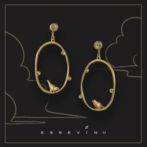 Cosmic symbol Asuka-stud earrings Original design drop earrings — All trees are waiting for birds