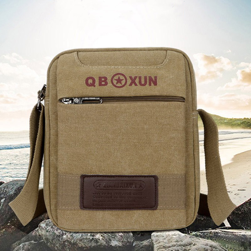 Men's Canvas Bag Shoulder Bag Korean Style Trendy Casual Canvas Men's Bag Business Cross-Bag Outdoor Small Backpack Messenger Bag