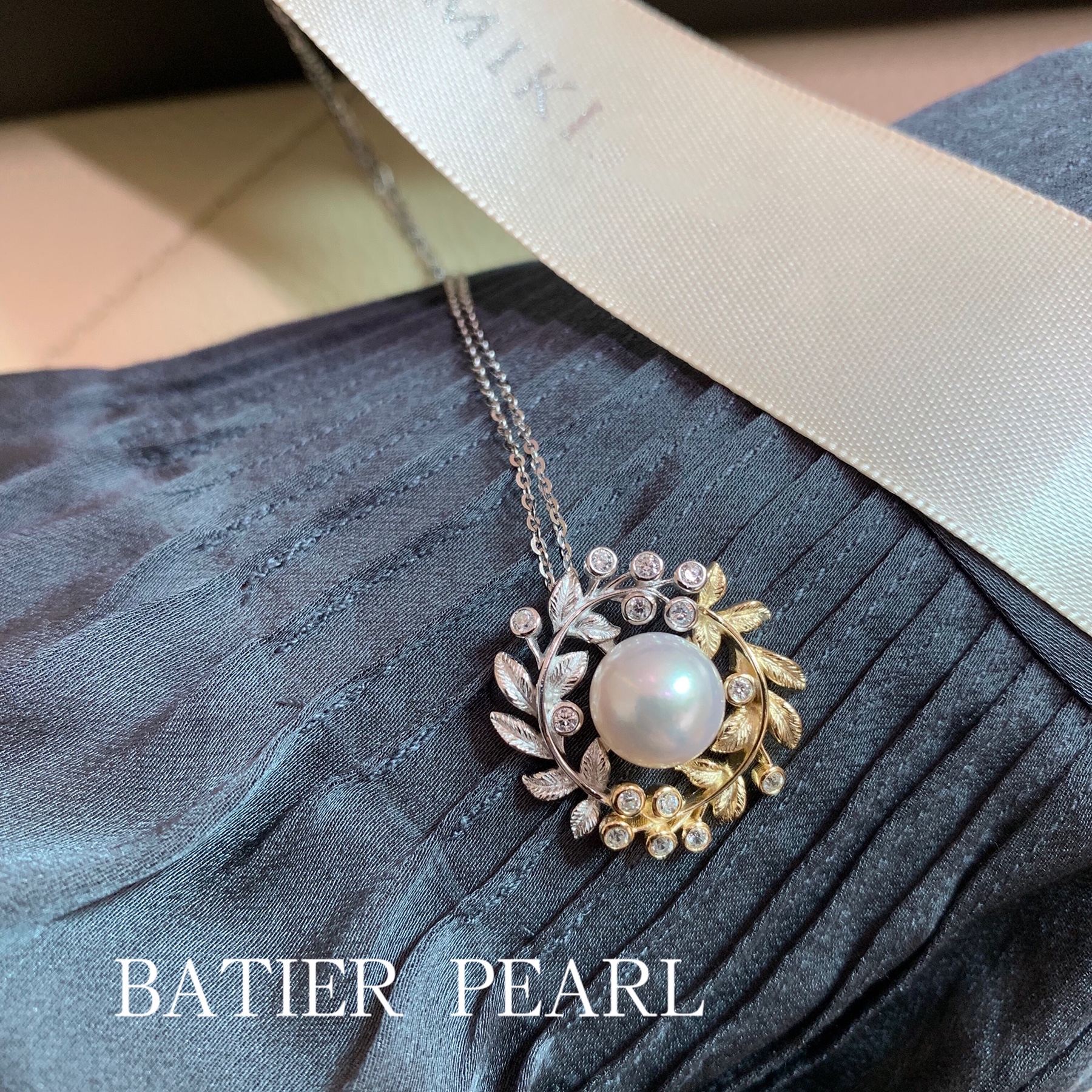 Bajia jewelry Athena Japan akoya sea pearl 925 sterling silver color gold pendant necklace