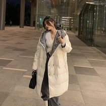 Jing Ye white duck down jacket female medium long 2020 new Korean version loose thin fashion hooded white