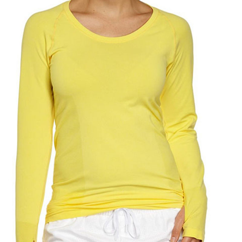 Foreign trade original single women's quick-drying elastic slim fit moisture wicking round neck sports yoga fitness long-sleeved T-shirt S574