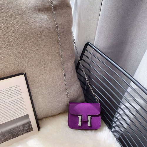 H пряжка Kangkang Сумка кожа мини -цепная сумка Свинька Сумка для носа фиолетовая сумка тофу Сумка H пряжка сестринская сумка Kangkang сумки