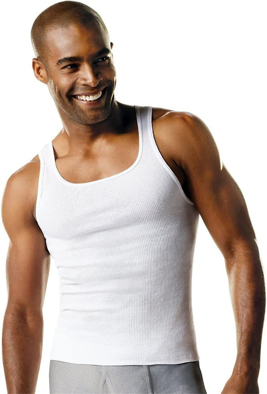 American Genuine Hanes Men's Pure Cotton Spring and Summer Sweat Vest Casual Sports Hurdle Vest 6 Pieces