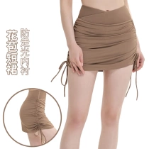 Skirt fitness yoga short skirt tennis skirt drawstring high waist sports skirt womens running anti-exposure skirt