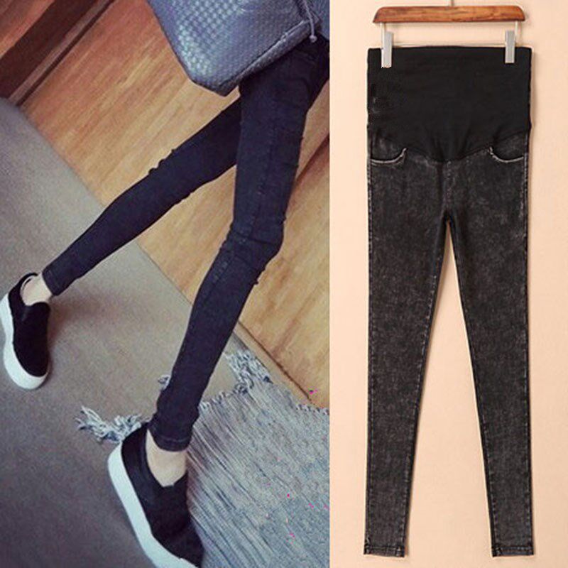 Joe Beauty Xi Autumn Winter Style High-end Gold Suede Pregnant Women Pants Plus Suede Thickened Warm Pants Imitation Denim Pencils Pencils Pant Pants