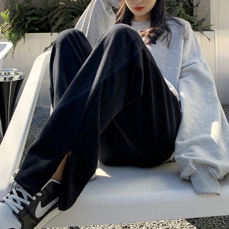 Autumn pregnant women's sweatpants net red lean high - end, wide legs and legs legs zip casual pants