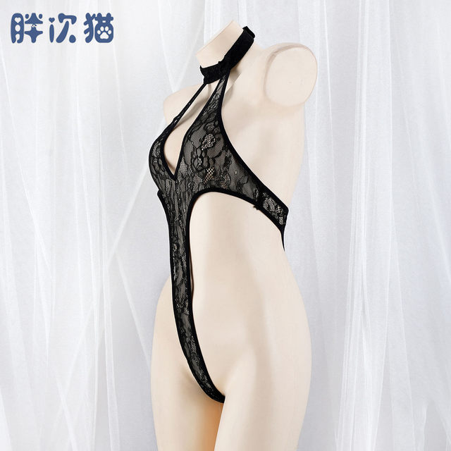 Lace semi-permeable ສູງຕັດ sexy jumpsuit ສະຫວັດດີການ pajamas ຫ້ອງສ່ວນຕົວ underwear ເຄື່ອງນຸ່ງຫົ່ມເຮືອນ