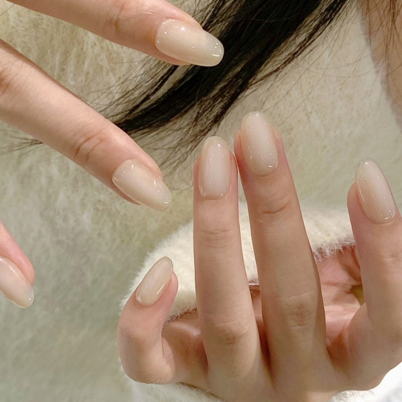 Sheep Fat White Jade Nude Color Wearable Nails, Pure Handmade, Brightening Milky White, Moisturizing Jade Natural Color Nail Tips, 2026 New Nail Art