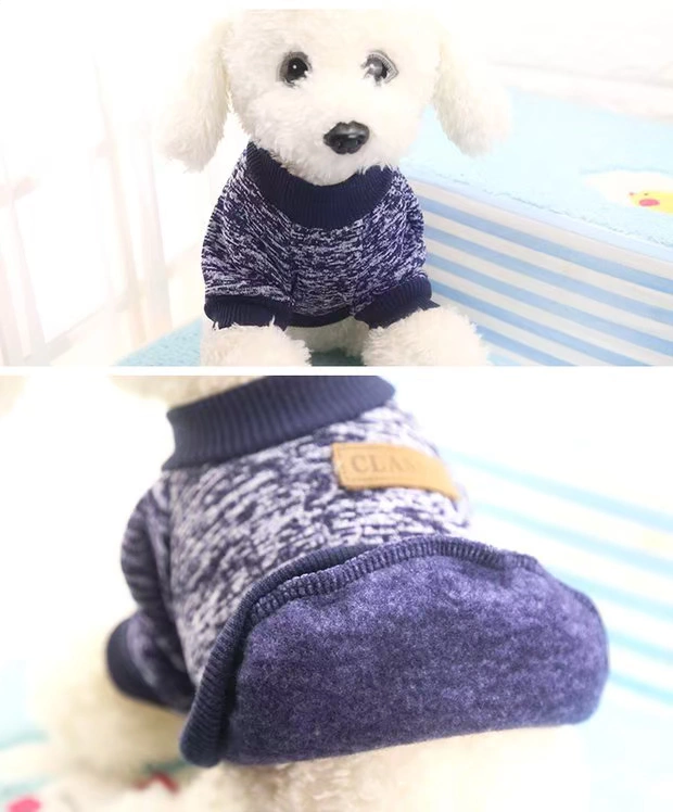 Pet mèo đan áo len cổ điển Mùa thu và mùa đông cộng với quần áo nhung nhung cho chó Poodle Teddy - Quần áo & phụ kiện thú cưng