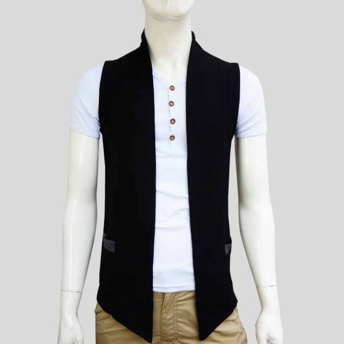 Mùa xuân và mùa hè mỏng của nam giới không tay cardigan vest vest cá tính Hàn Quốc hoang dã đan áo khoác nam bên ngoài vest