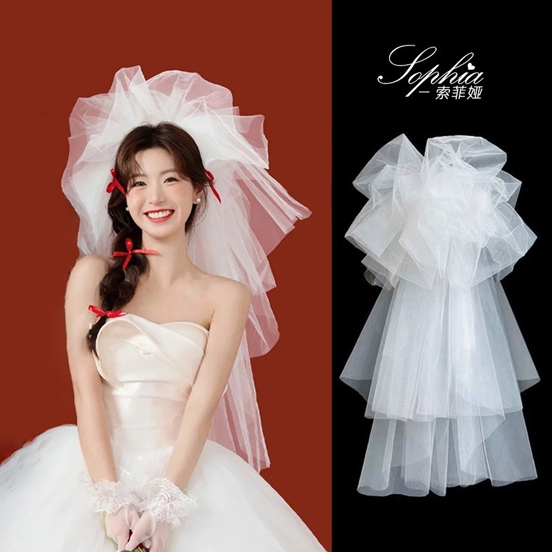 Bridal Main Wedding Dress Veil, Fluffy Cloud-Like Tulle, Korean-Style Photography Styling, Wedding Headpiece, Wedding Photo Props