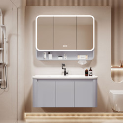Wall-mounted Bathroom Cabinet Combination Bathroom Integrated Ceramic Basin Wash Table Face Wash Basin Beauty Smart Mirror Cabinet