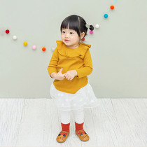 South Korea imported female baby coat spring and autumn 2020 girl shirt round neck long sleeve cotton childrens base shirt Princess