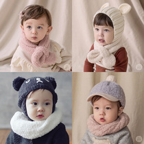 Korean baby lamb hair scarf plush Cross bib autumn and winter baby children 1-2 years old baby lamb wool