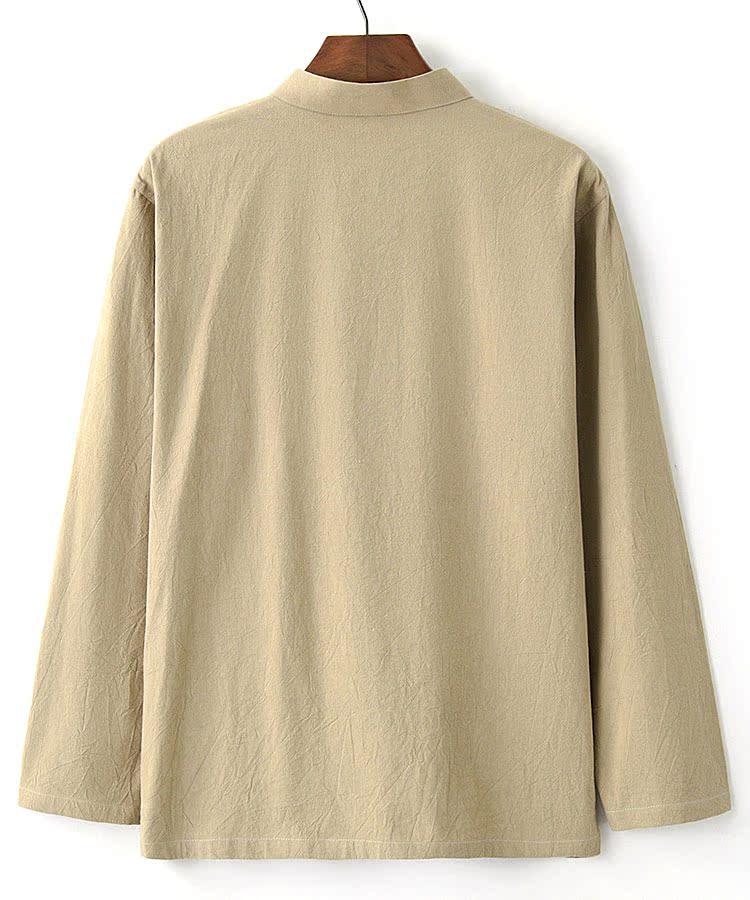 Tang phù hợp với nam thanh niên Trung Quốc phong cách cotton và linen shirt phong cách quốc gia Trung Quốc quần áo nam quần áo phù hợp với mùa xuân và mùa hè linen tập thể dục quần áo