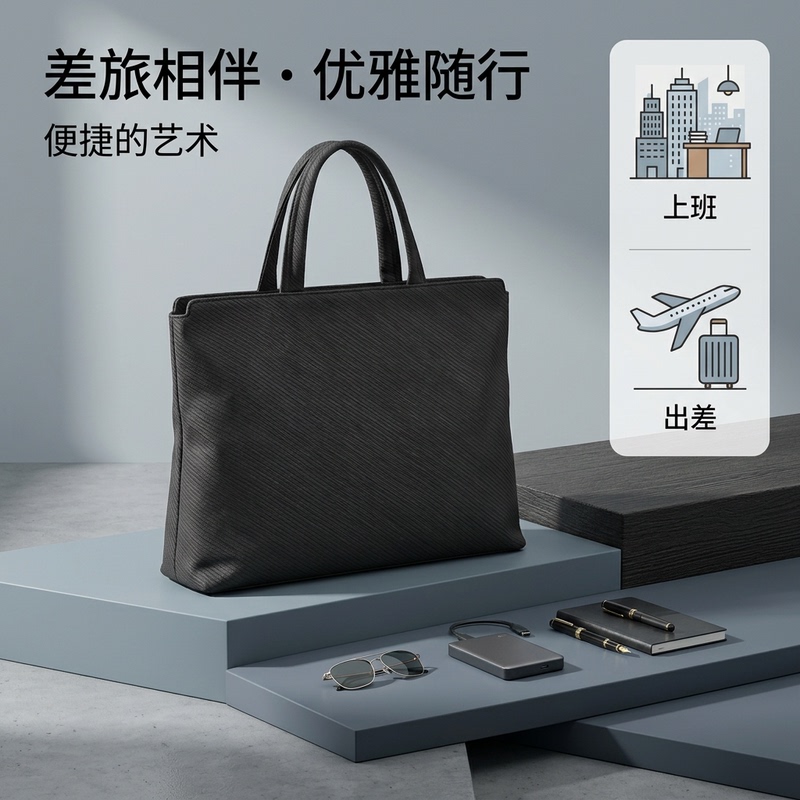 Portable Document Bag, Large Capacity, Waterproof, Suitable for Commuting and Business Trips, Office Document Bag, Multi-Layer Storage Briefcase