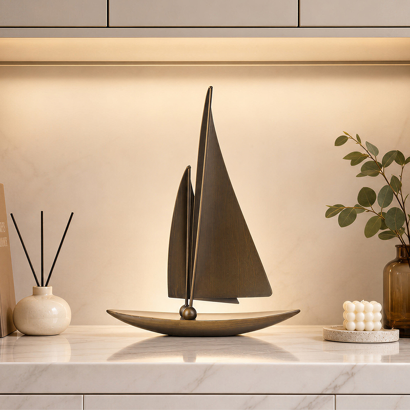 Smooth Sailing Sailboat Light Luxury Art Ornament for Living Room Tv Cabinet, Sideboard, Office Desktop, High-End Decoration