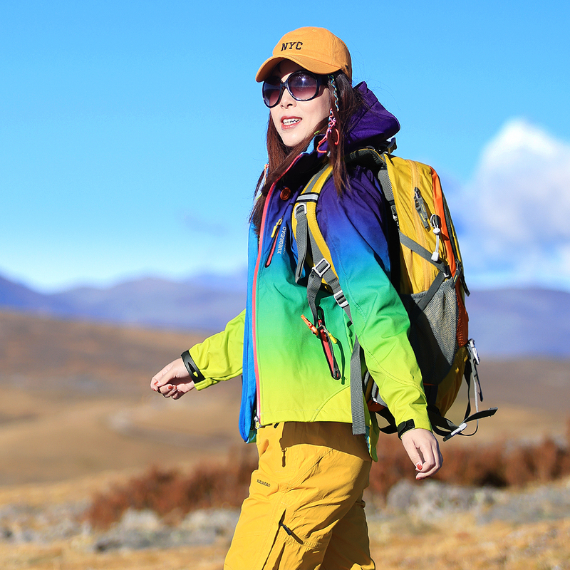 Xueqiu Island Outdoor Autumn and Winter New Gradient Windproof Warm Breathable Water-Repellent Fleece Softshell Cardigan Jacket for Women
