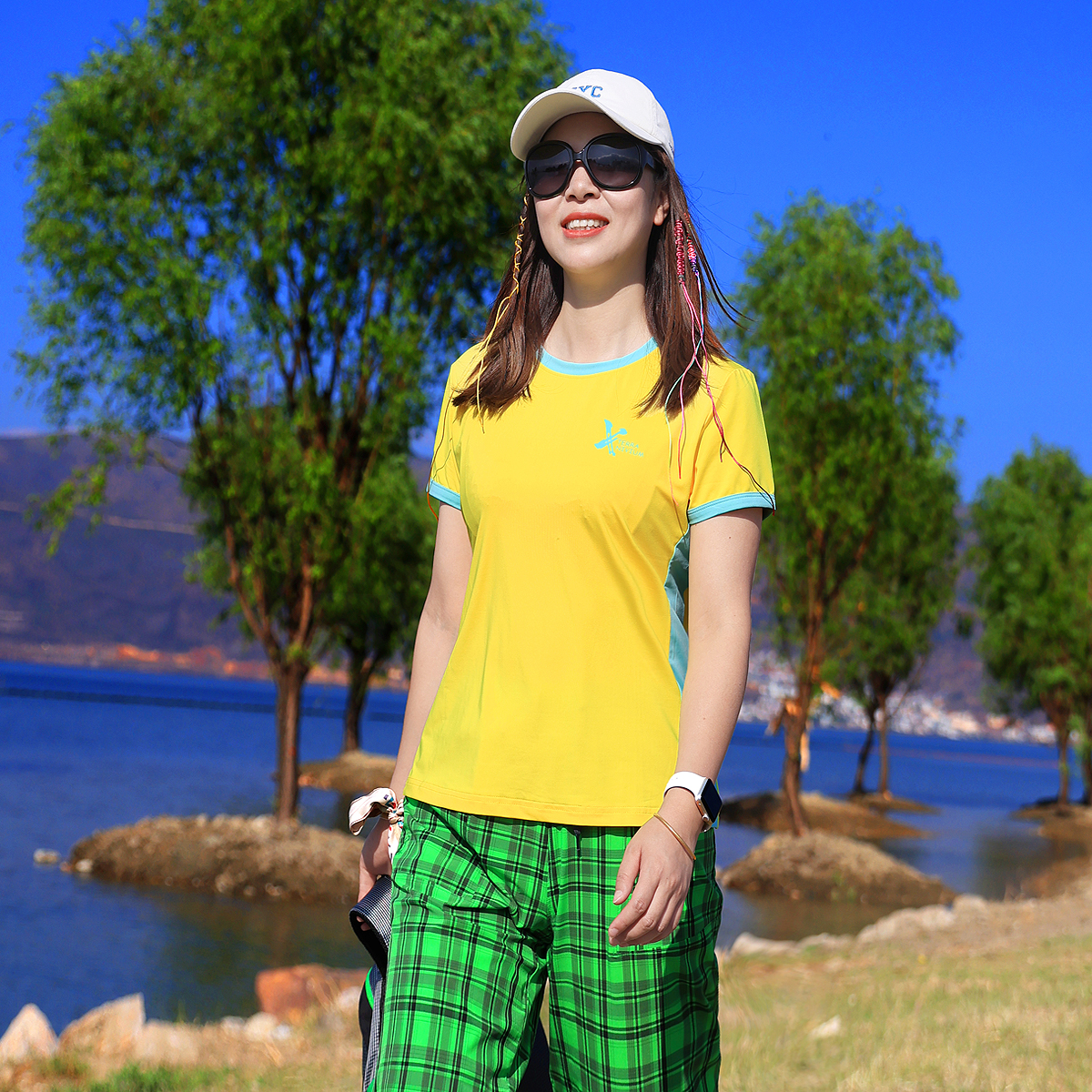 Xueqiu Island outdoor summer new round neck color-blocking short-sleeved T quick-drying breathable hiking fitness sports top women