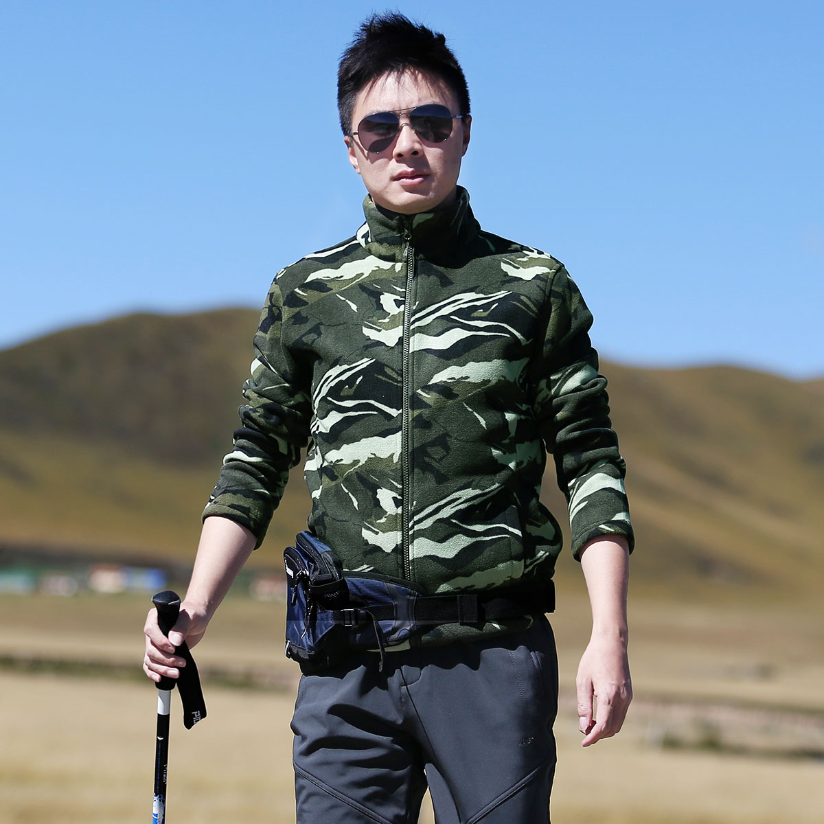 Xueqiu Island outdoor autumn and winter new fleece jacket ultra-light cold-proof warm liner printed fleece jacket long-sleeved jacket men