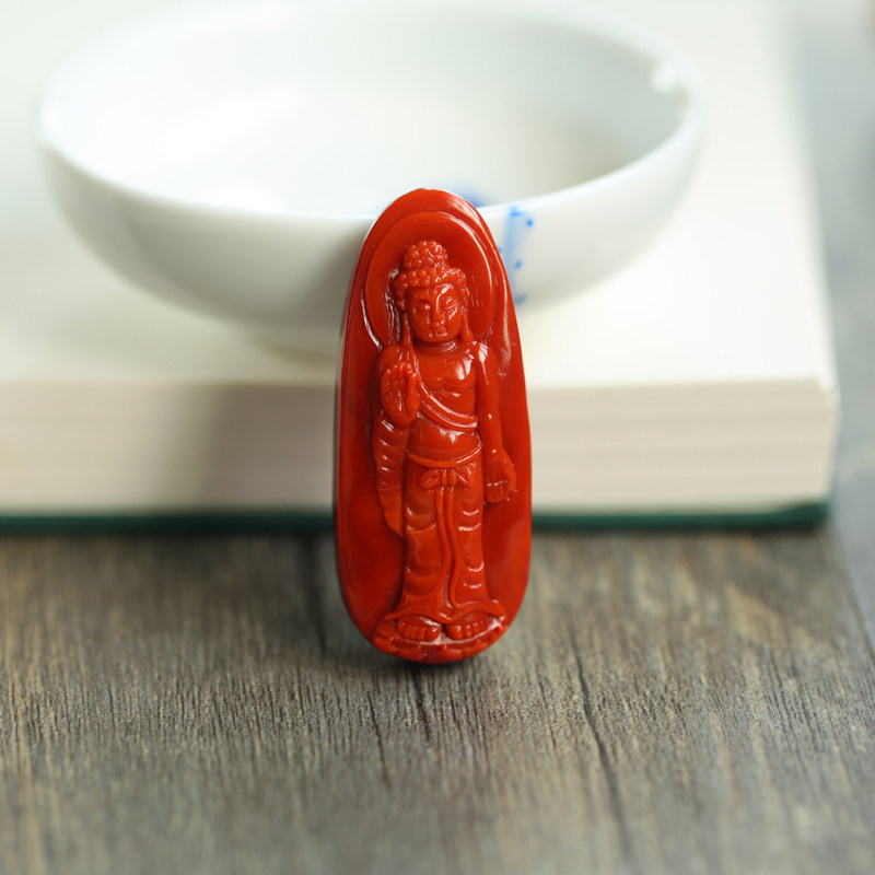 Natural South Red Manau Sakyamuni Buddha pendant pendant male and female with a full colour Wasi stock engraving original mine retro pendant