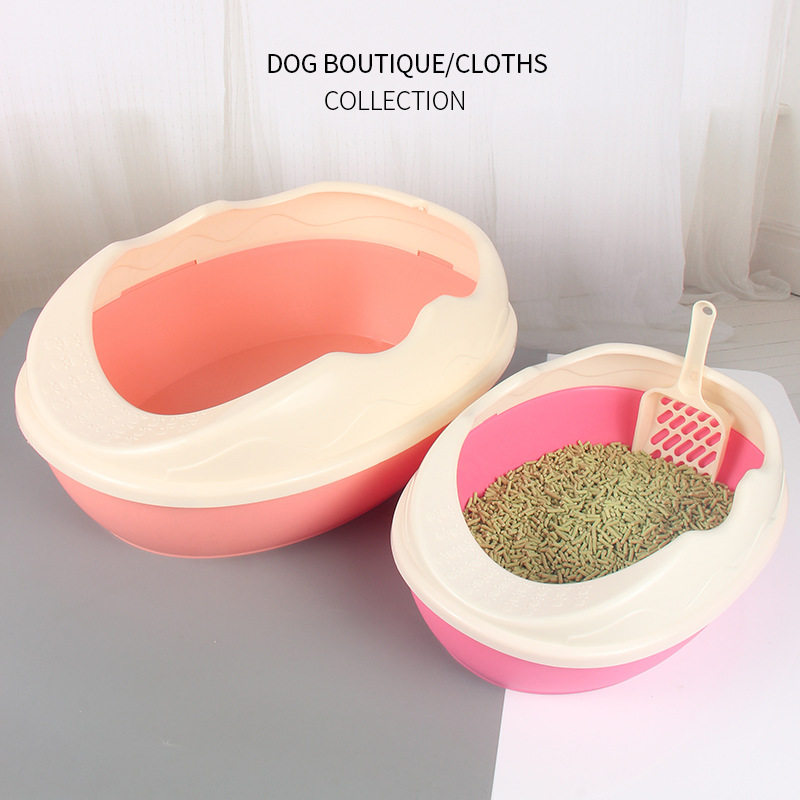2021 new super cute cat large and small semi-closed cat litter box potty delivery cat litter shovel