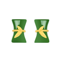Chow Tai Sang Gold Hotan Jasper Earrings Womens Gold Inlaid Jade White Jade Bamboo Earrings as a Chinese Valentines Day Gift for My Girlfriend