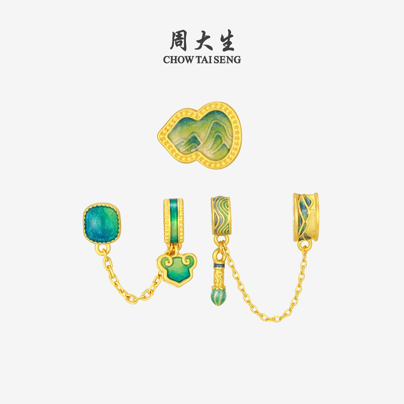 Chow Tai Seng Gold Fortune Bead Women's Pure Gold Hard Gold Scenic Couple Bracelet Hand Chain Gift for Girlfriend Chow Tai Seng Gold Fortune Bead Women's Pure Gold Hard Gold Scenic Couple Bracelet Hand Chain Gift for Girlfriend