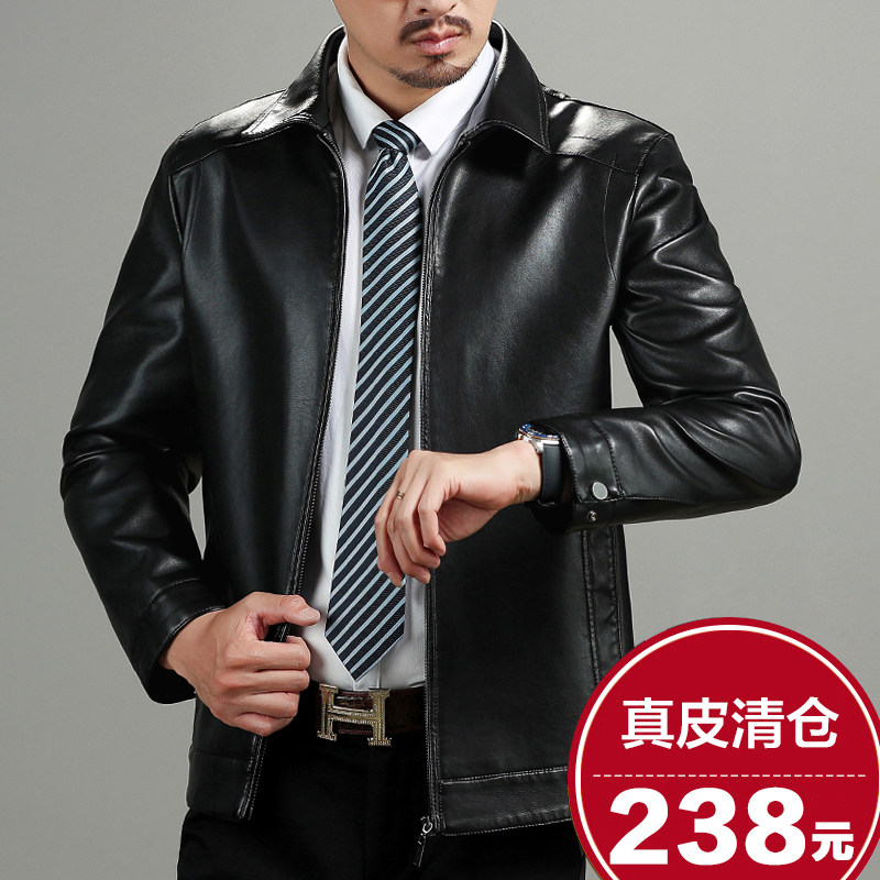 2021 Autumn Winter New Henning Genuine Leather Leather Clothing Male Sheep Leather Short of Overturned Collar leather jacket Men's jacket Jacket Tide